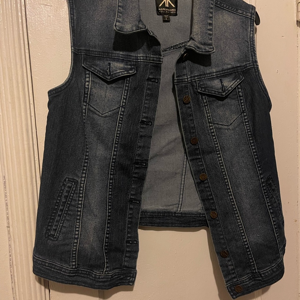 Kardashian Kollection Gold Logo on Blue Denim Jacket